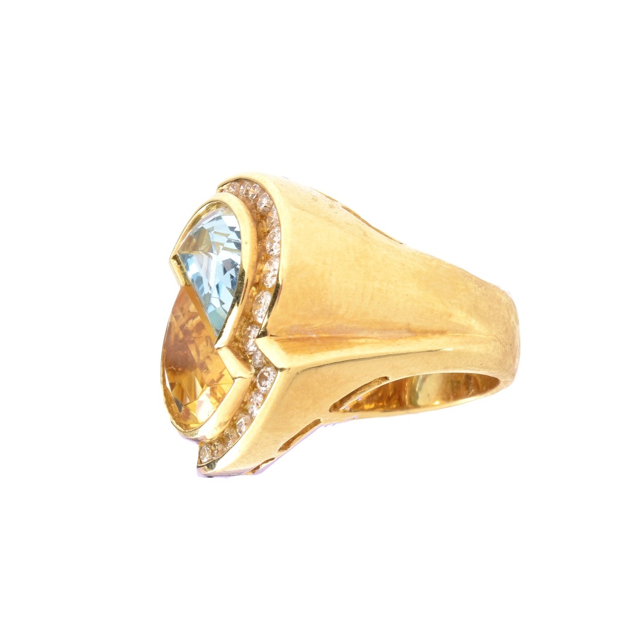 Topaz, Citrine,Diamond 18K Ring