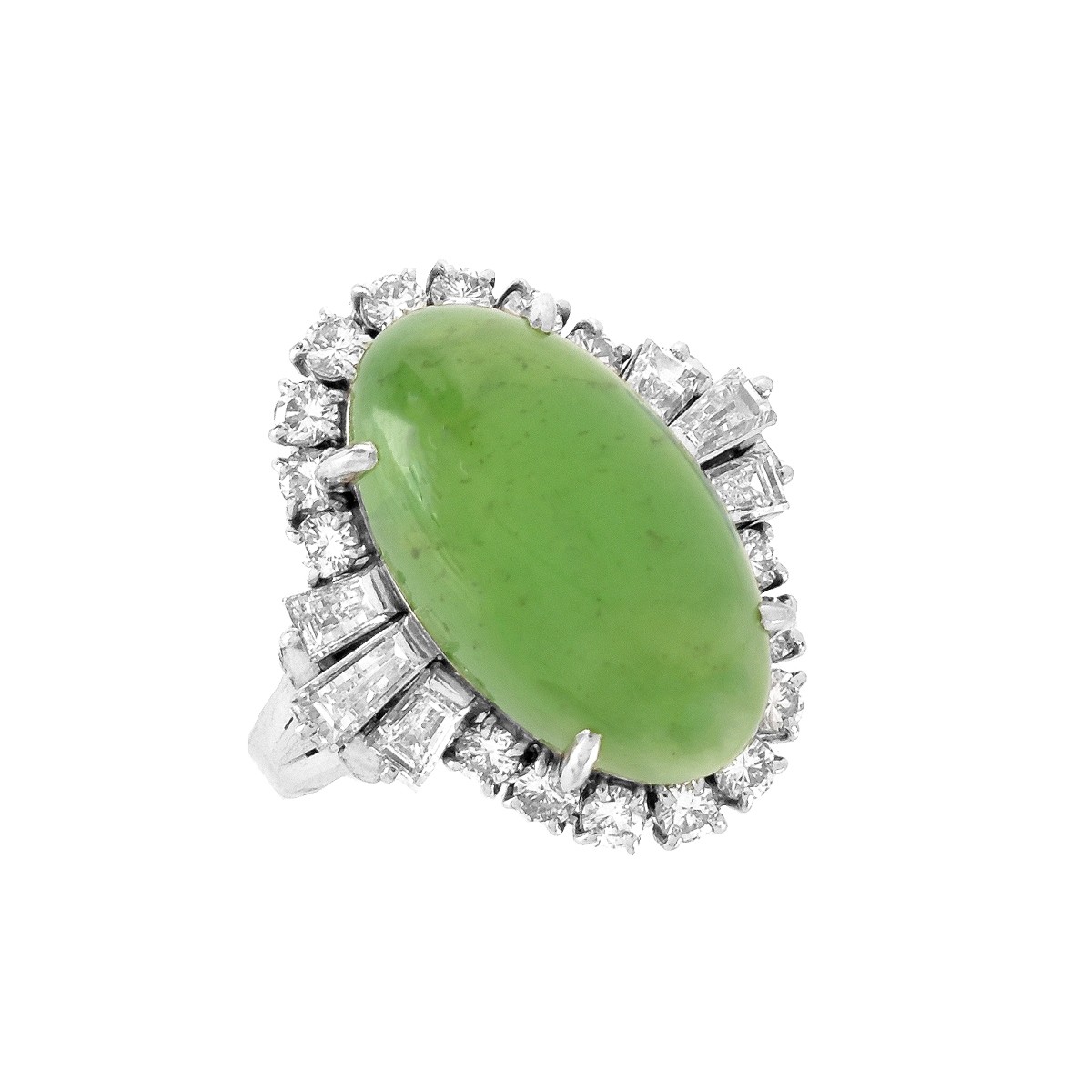 Jade, Diamond and Platinum Ring