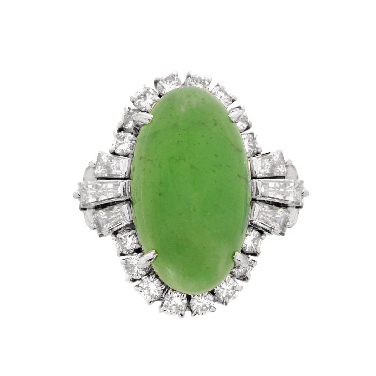 Jade, Diamond and Platinum Ring