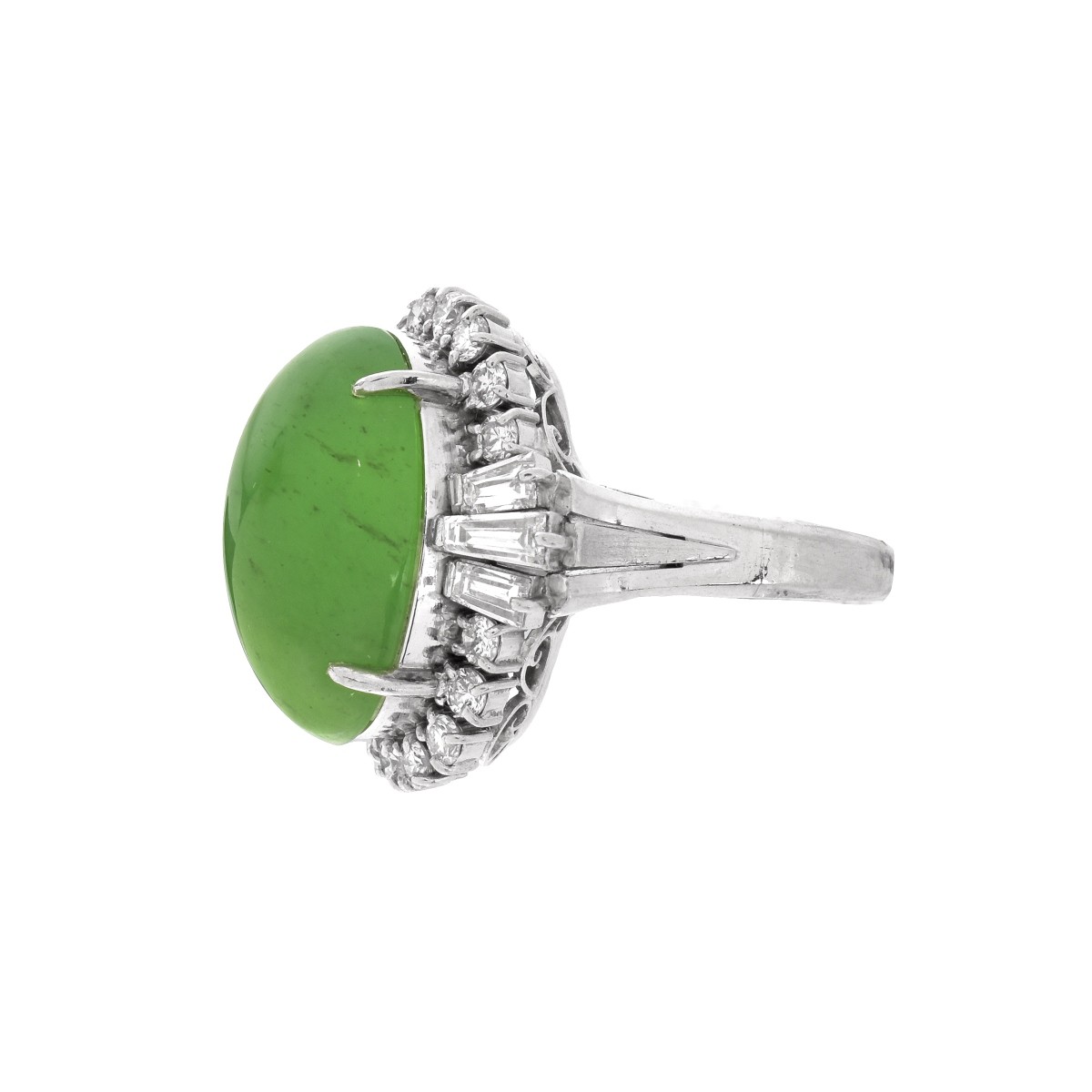 Jade, Diamond and Platinum Ring