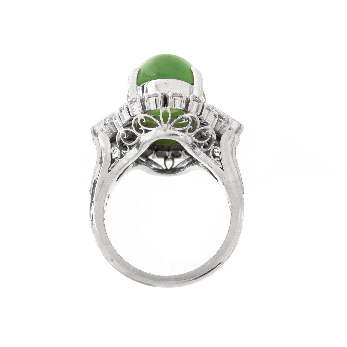 Jade, Diamond and Platinum Ring