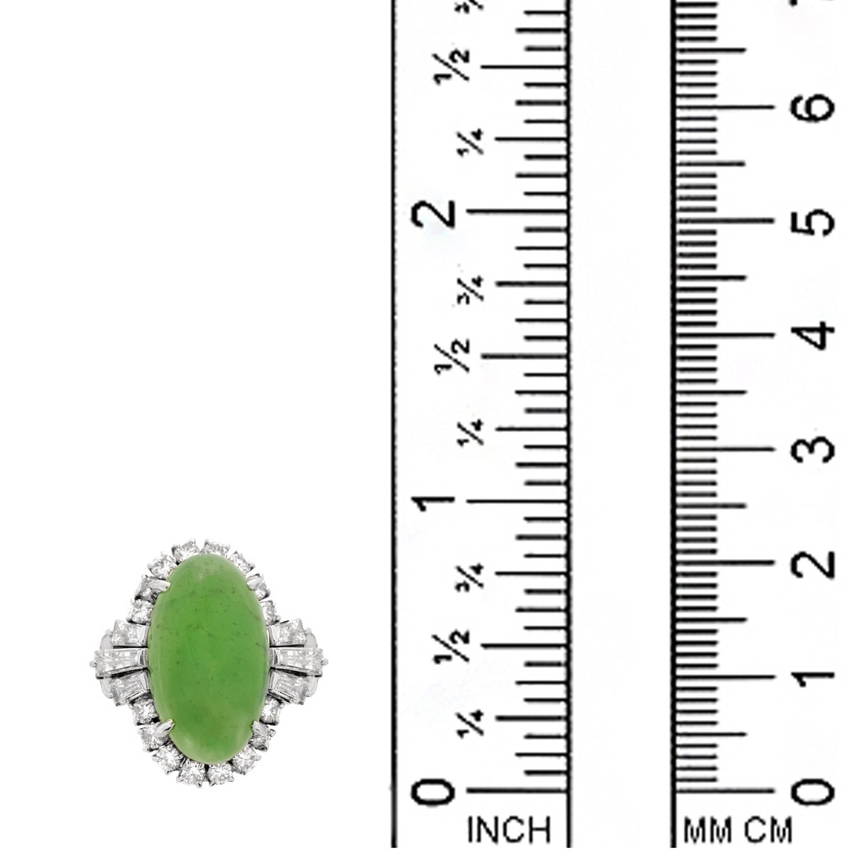 Jade, Diamond and Platinum Ring