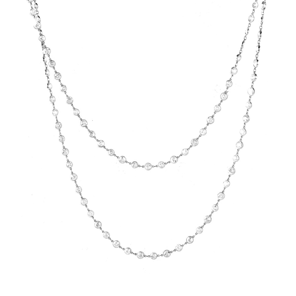Platinum Diamond By The Yard Necklace