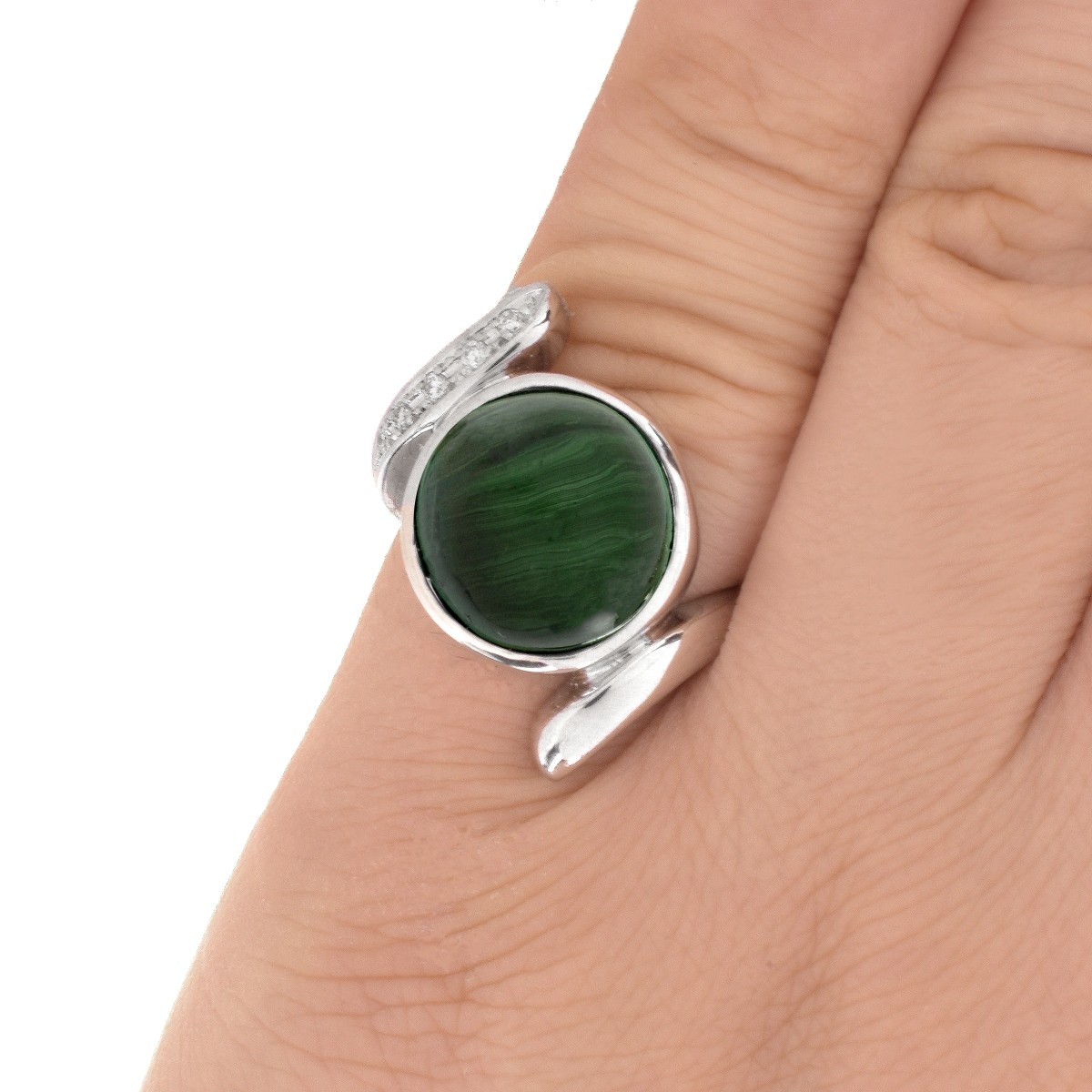 Green Tourmaline, Diamond and 18K Ring