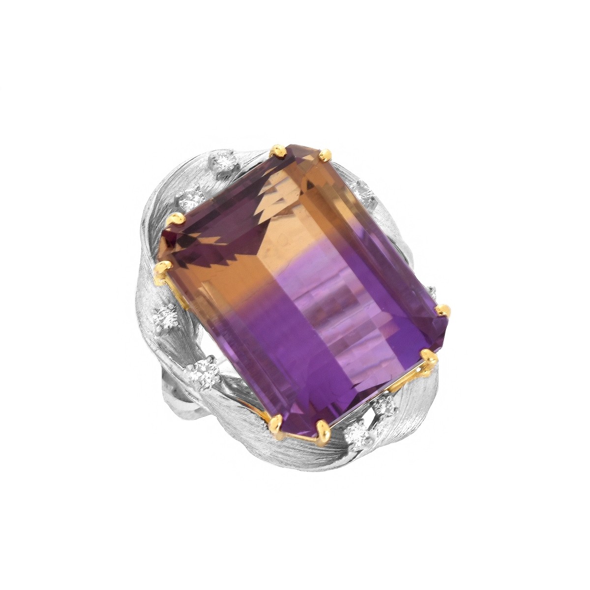 Ametrine, Diamond, 18K and Platinum Ring