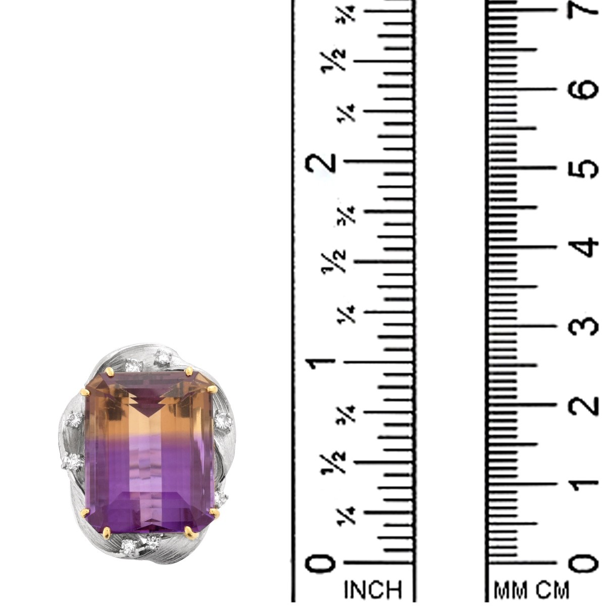 Ametrine, Diamond, 18K and Platinum Ring