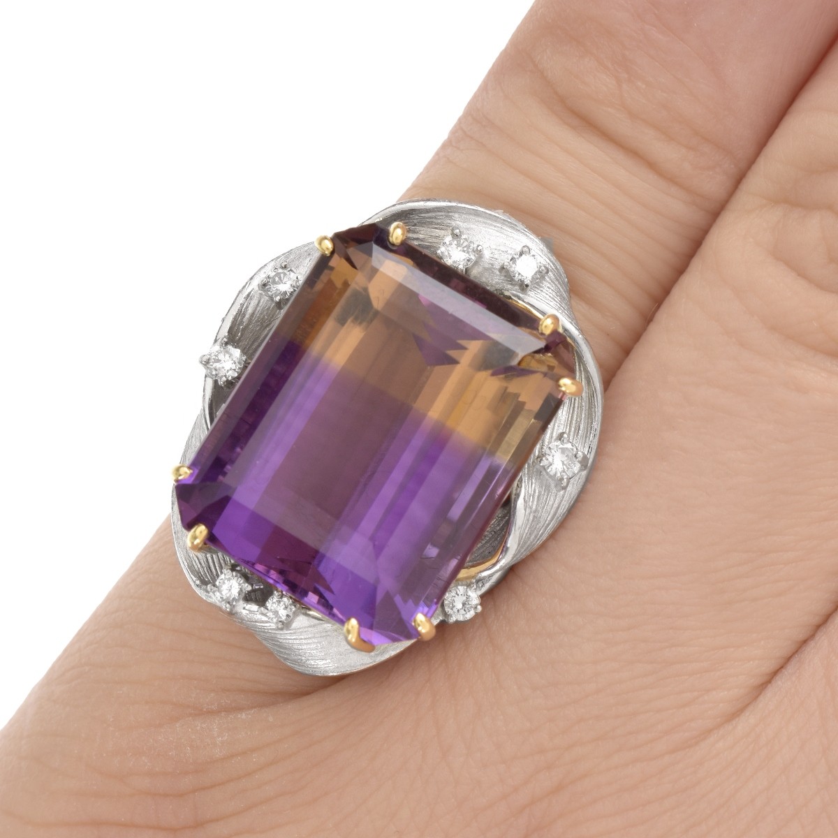 Ametrine, Diamond, 18K and Platinum Ring