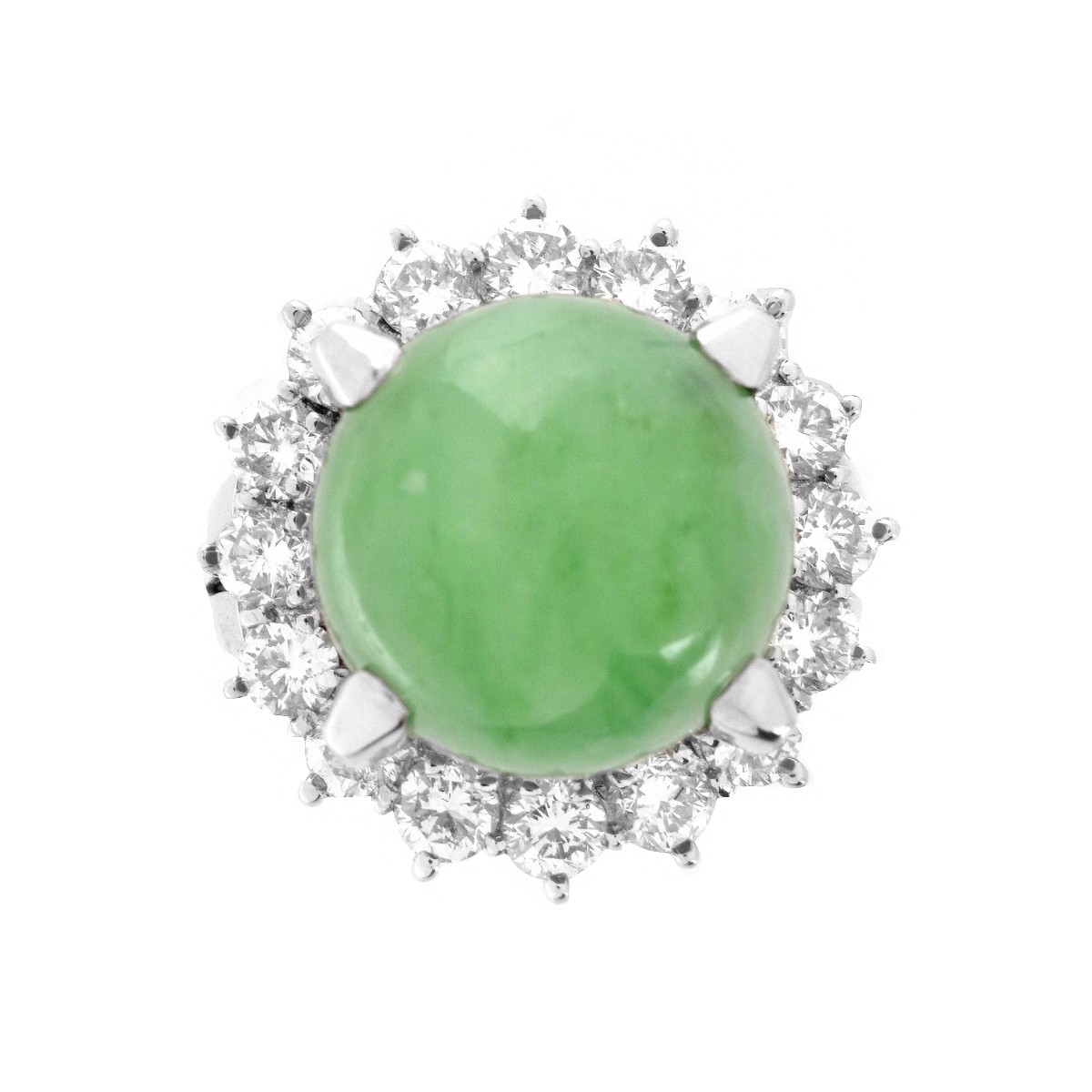 Jade, Diamond and Platinum Ring