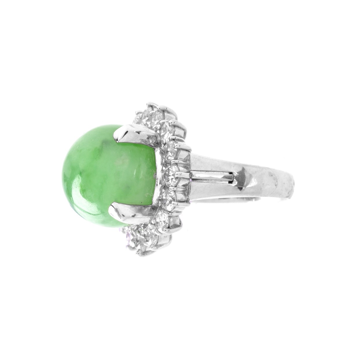 Jade, Diamond and Platinum Ring