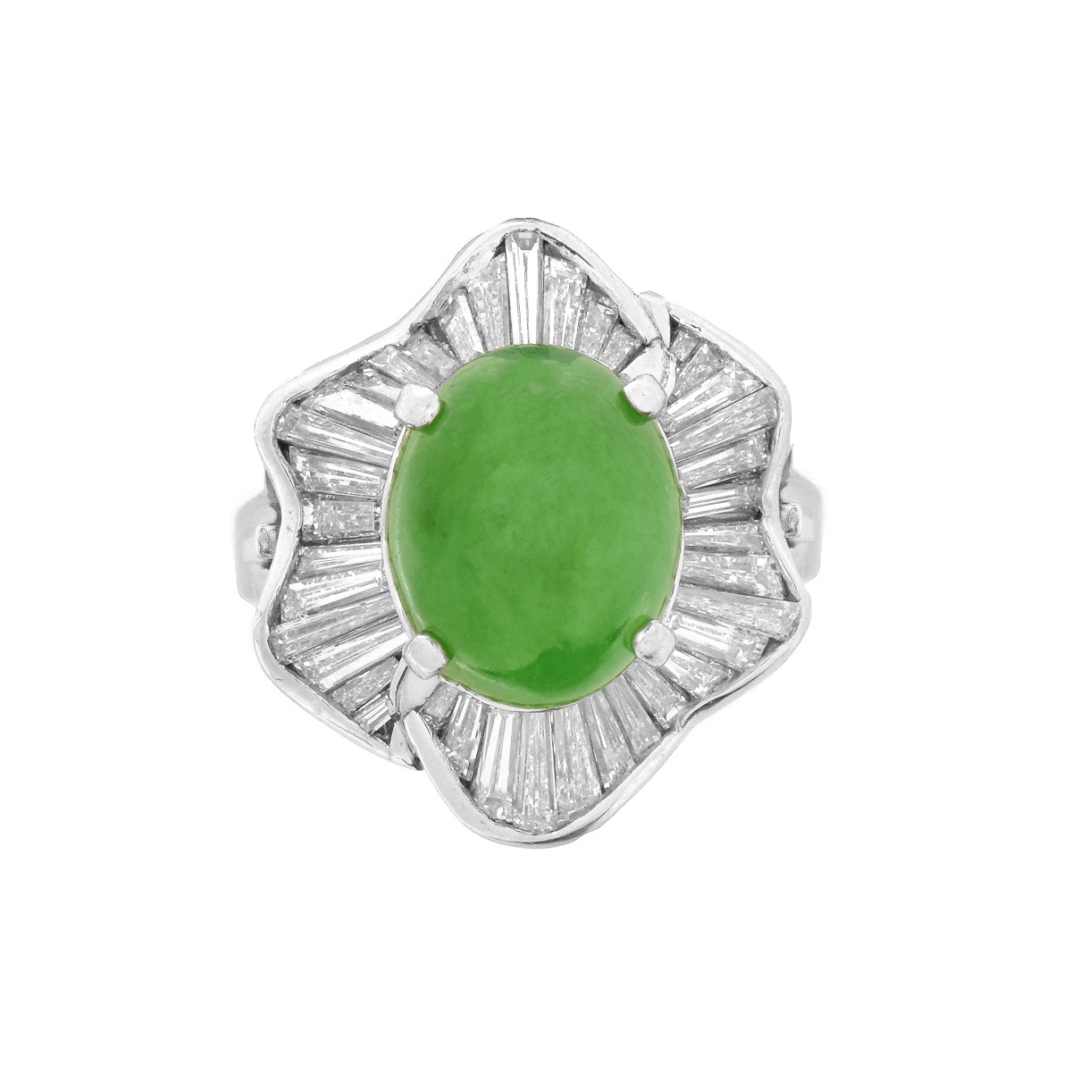 Jade, Diamond and Platinum Ring