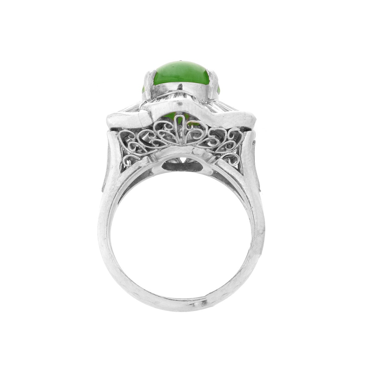 Jade, Diamond and Platinum Ring