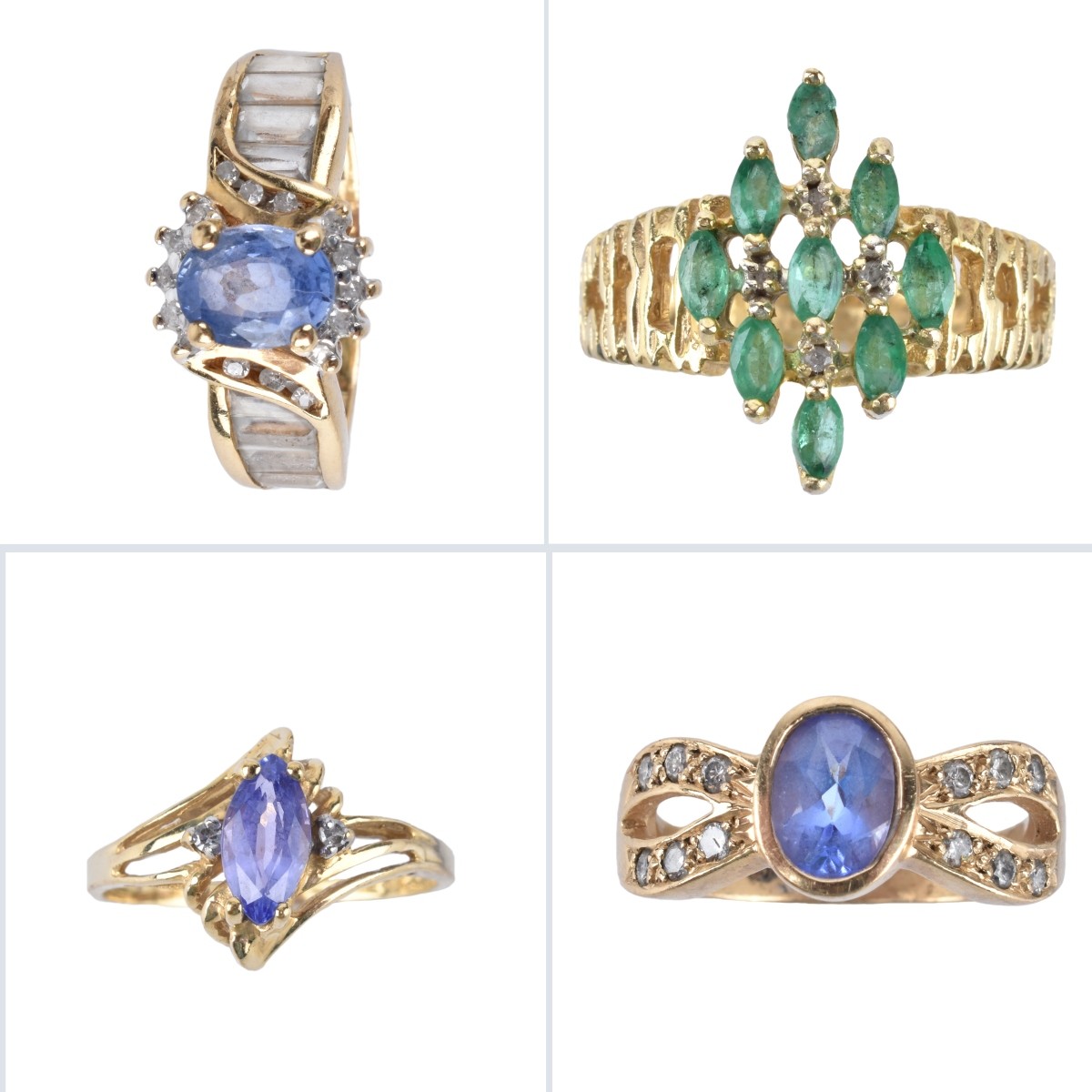 Four Vintage Gold and Gemstone Rings