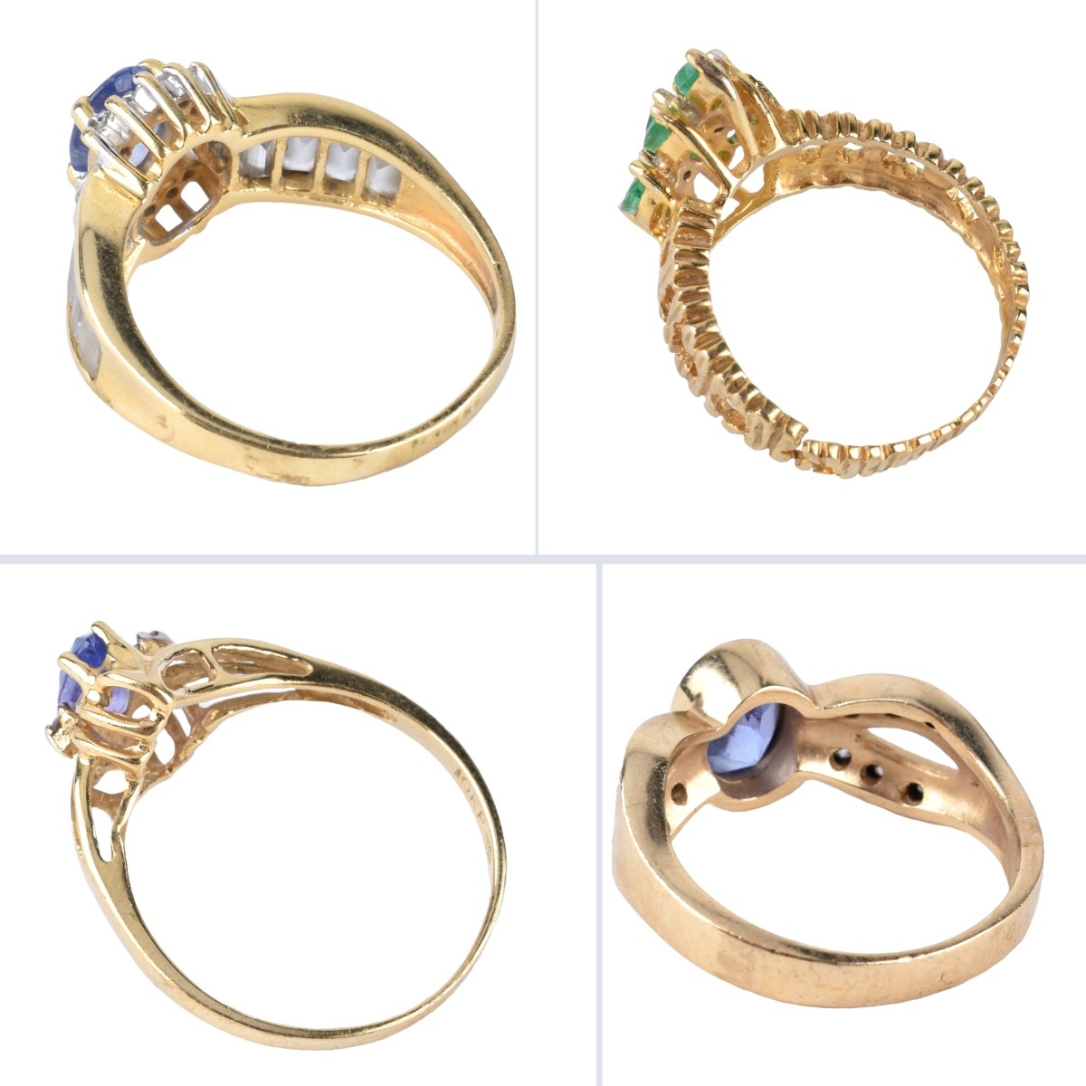 Four Vintage Gold and Gemstone Rings