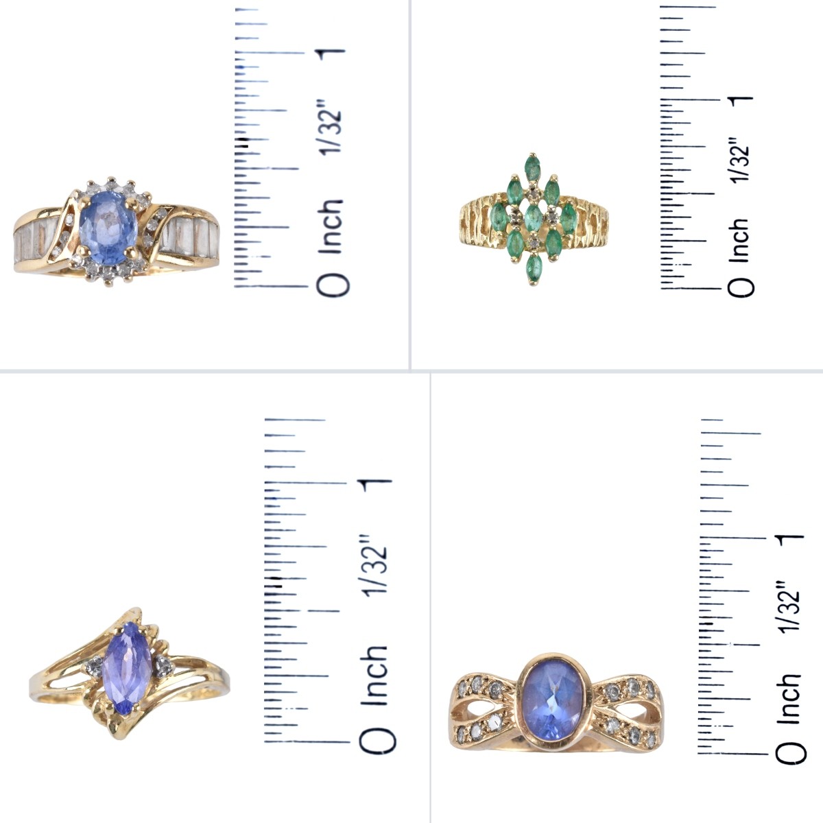 Four Vintage Gold and Gemstone Rings