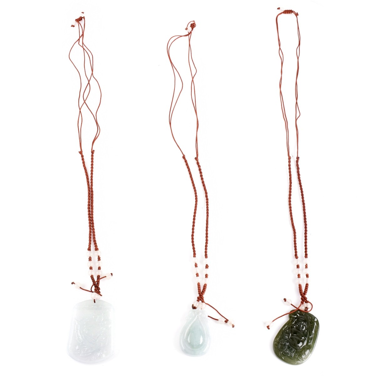 Three Hardstone Pendant Necklaces