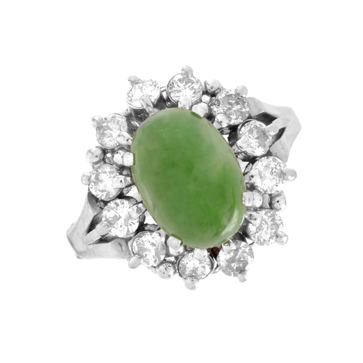 Jade, Diamond and Platinum Ring