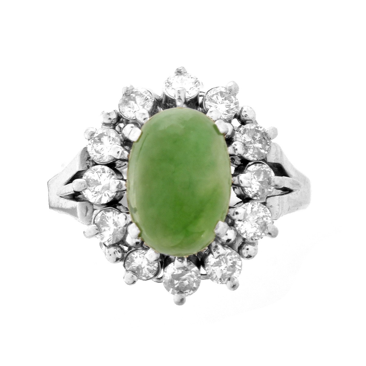 Jade, Diamond and Platinum Ring