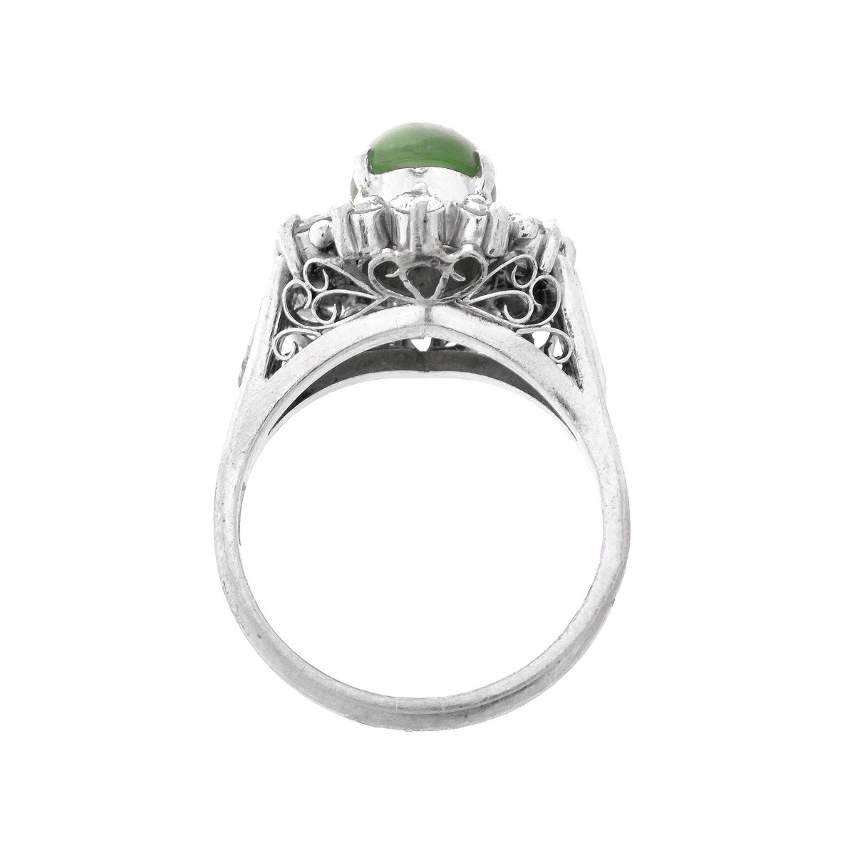 Jade, Diamond and Platinum Ring