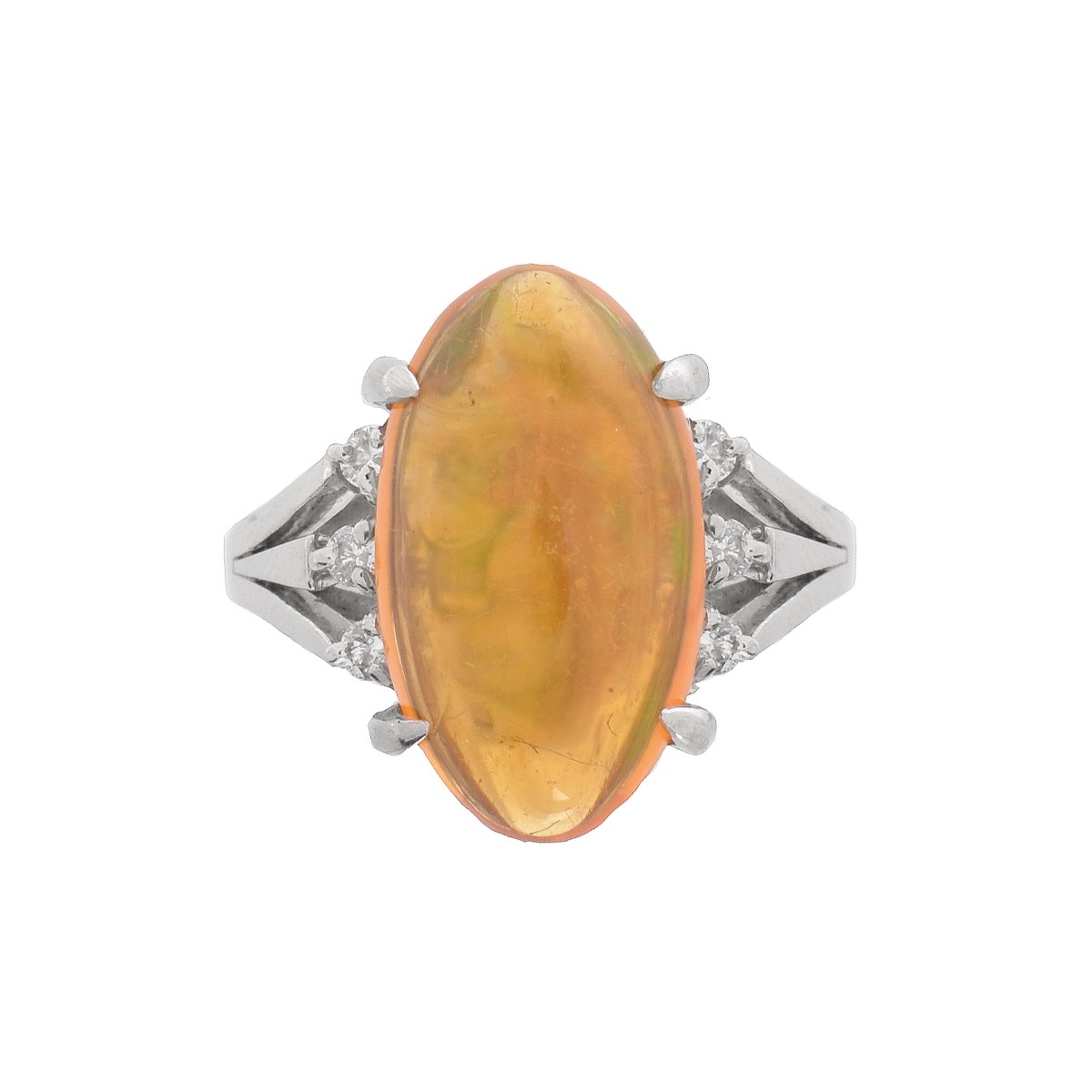 Opal, Diamond and Platinum Ring