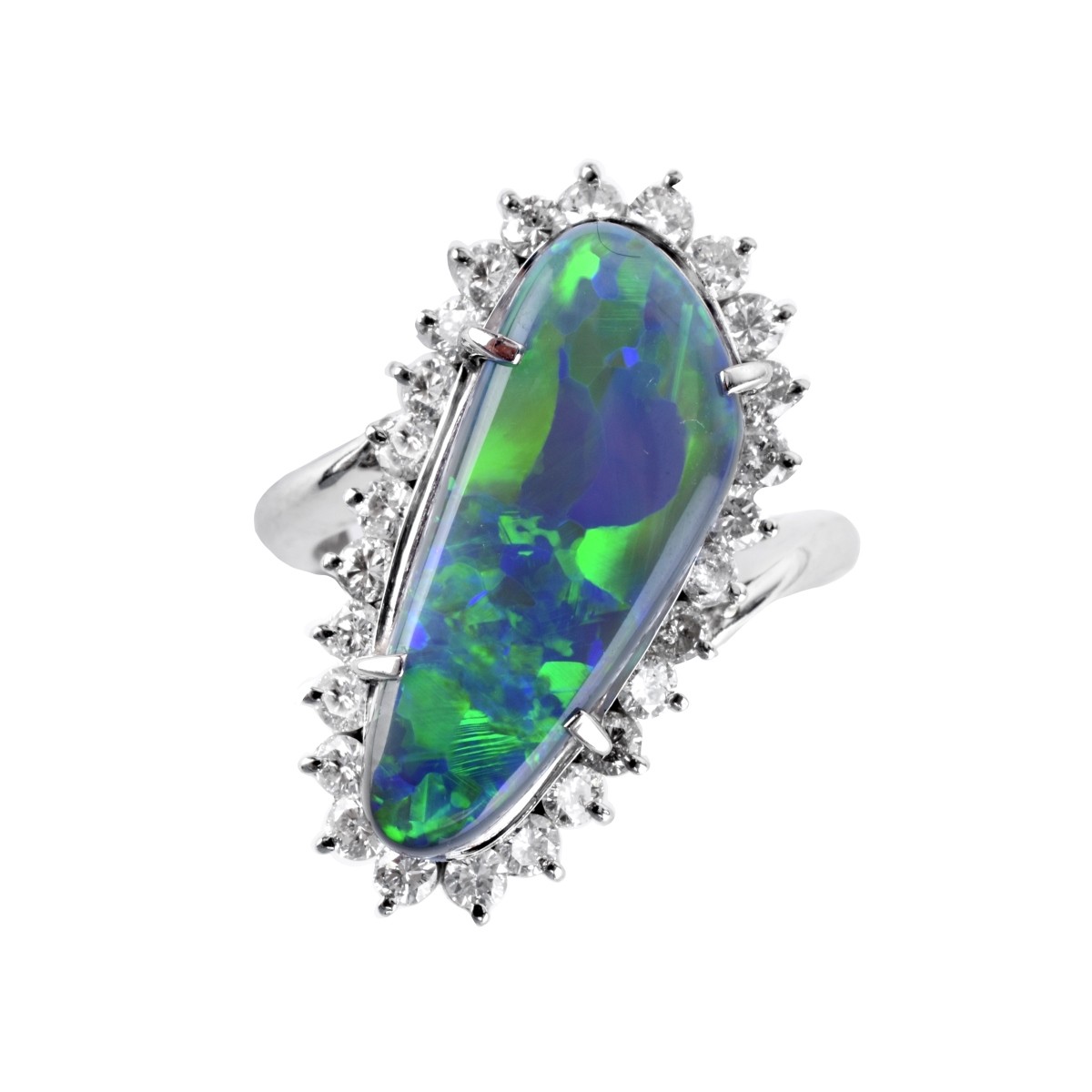 Opal, Diamond and Platinum Ring