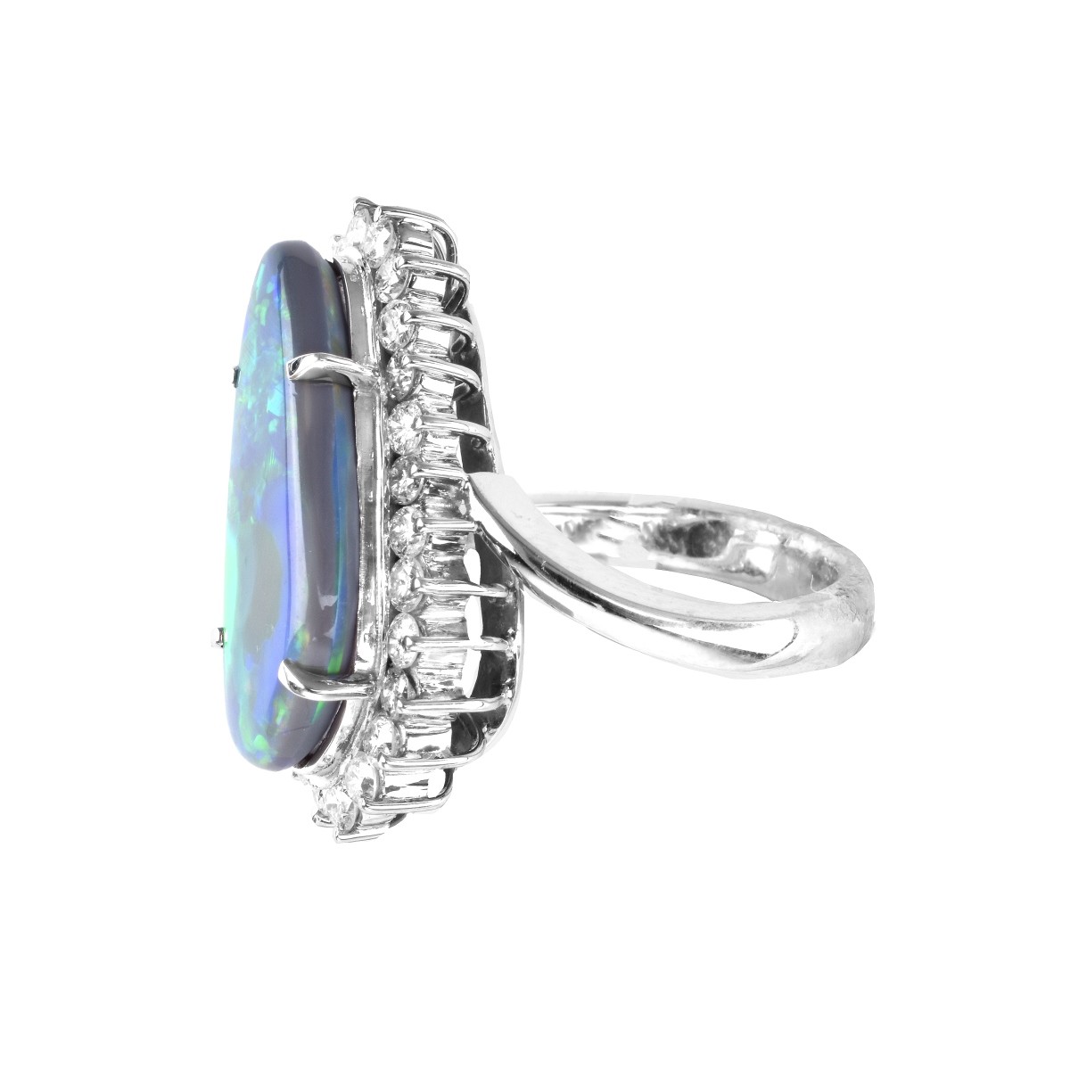 Opal, Diamond and Platinum Ring