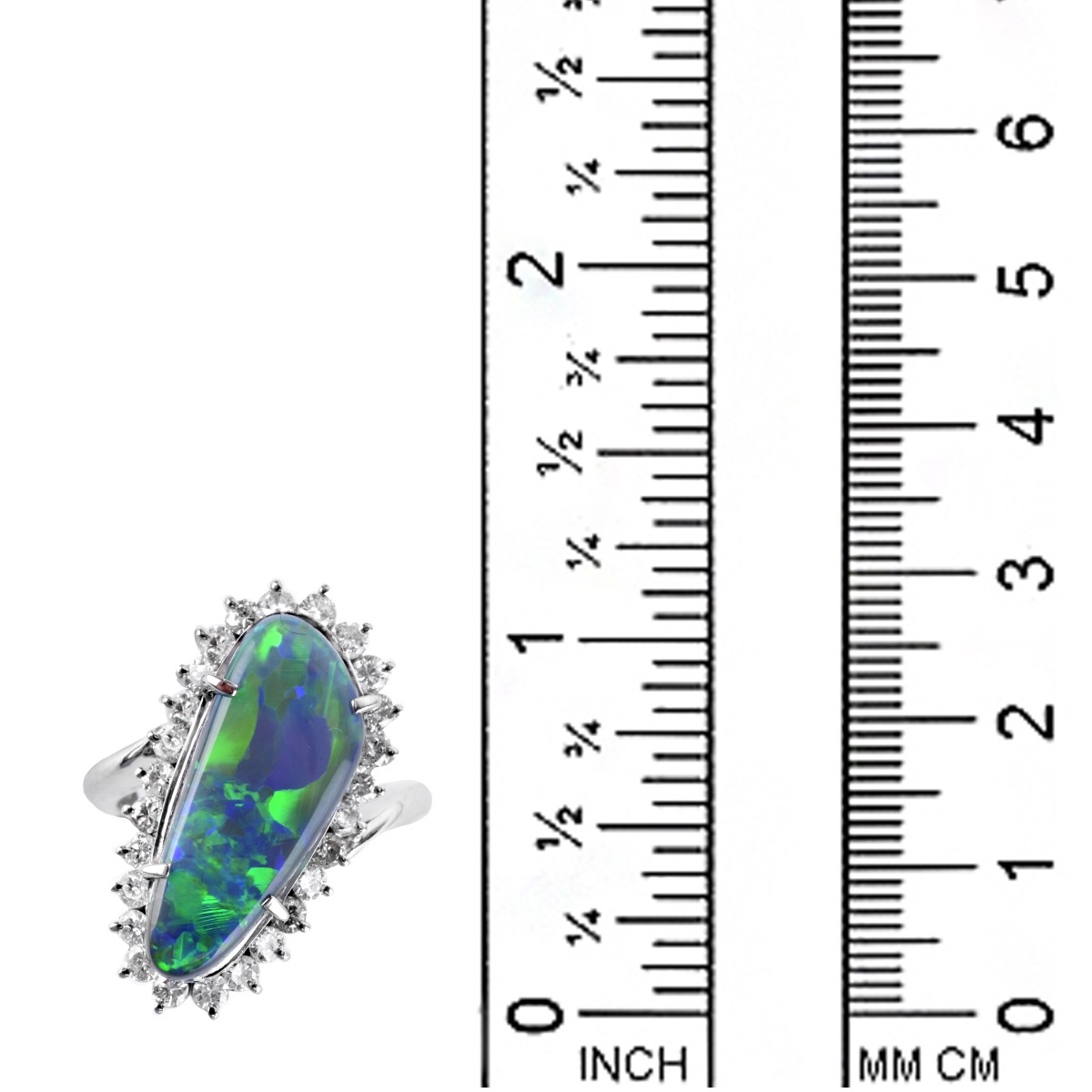 Opal, Diamond and Platinum Ring