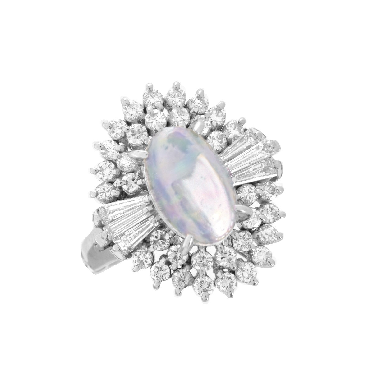 Opal, Diamond and Platinum Ring