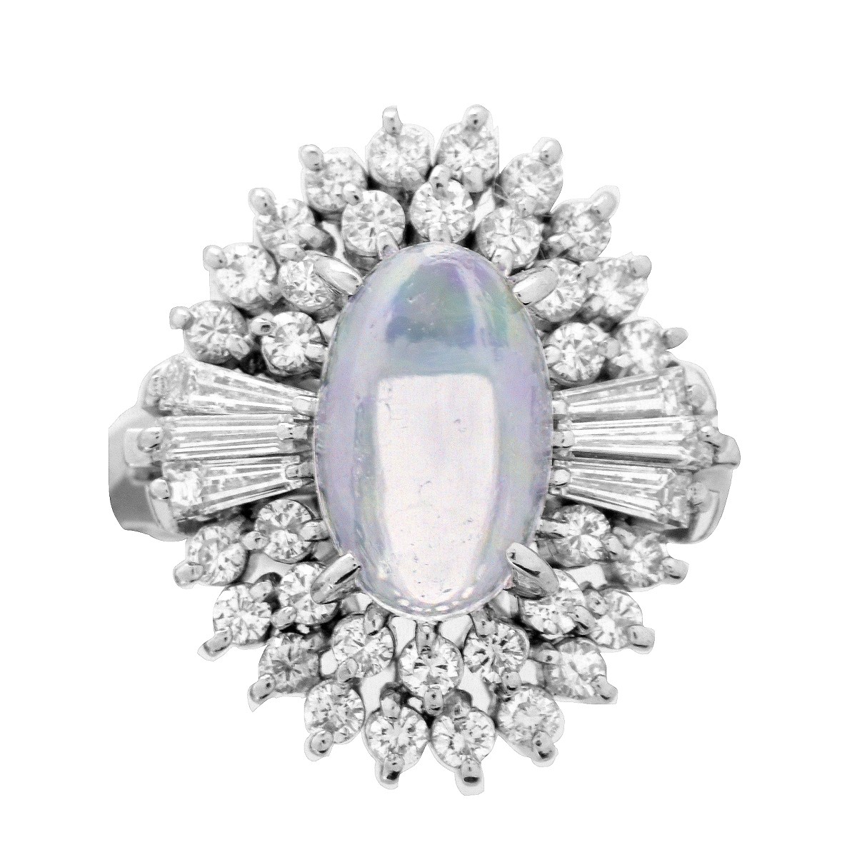 Opal, Diamond and Platinum Ring