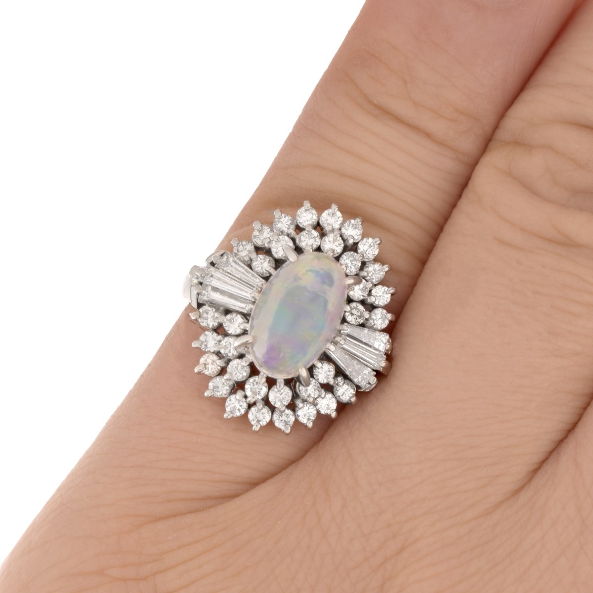 Opal, Diamond and Platinum Ring