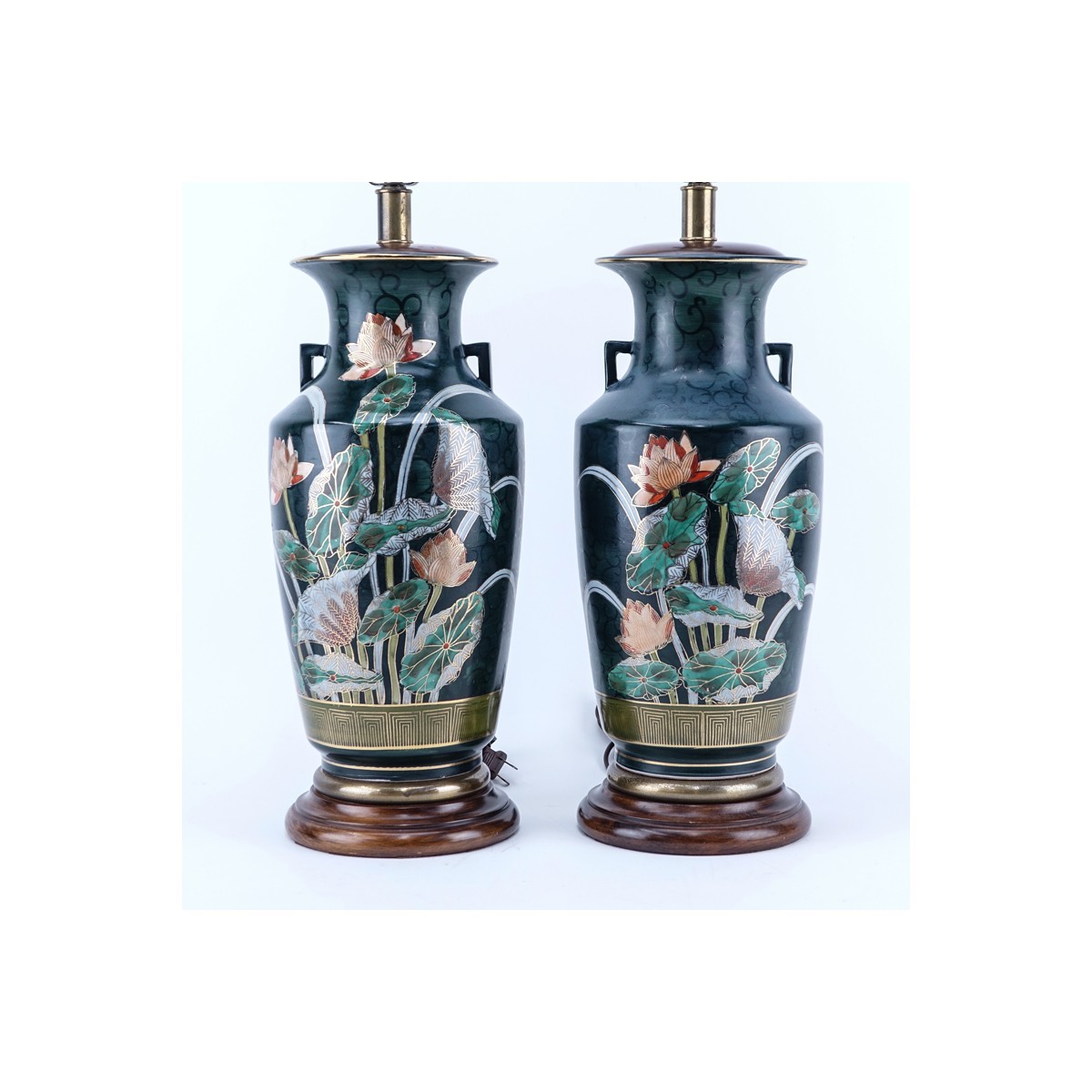 Pair of Japanese Nippon Vases as Lamps. Good condi