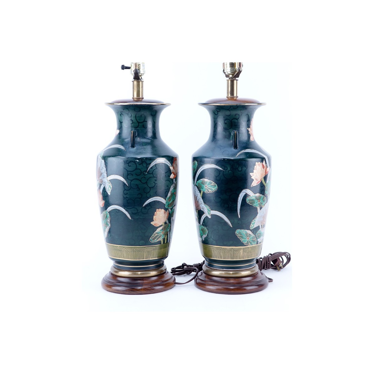 Pair of Japanese Nippon Vases as Lamps. Good condi