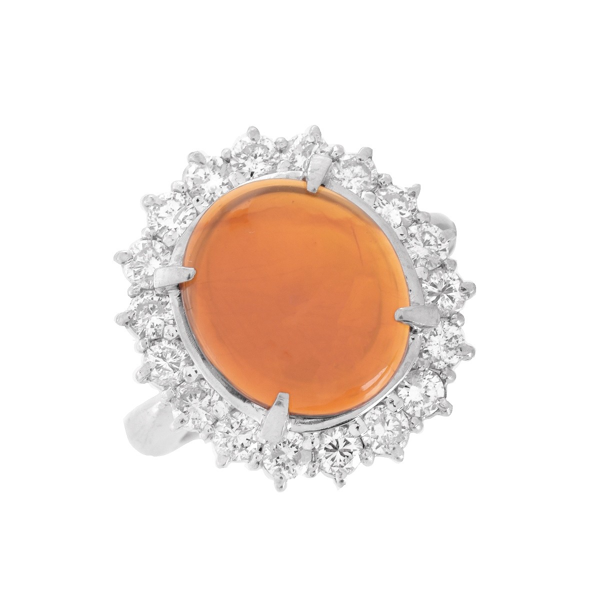 Opal, Diamond and Platinum Ring