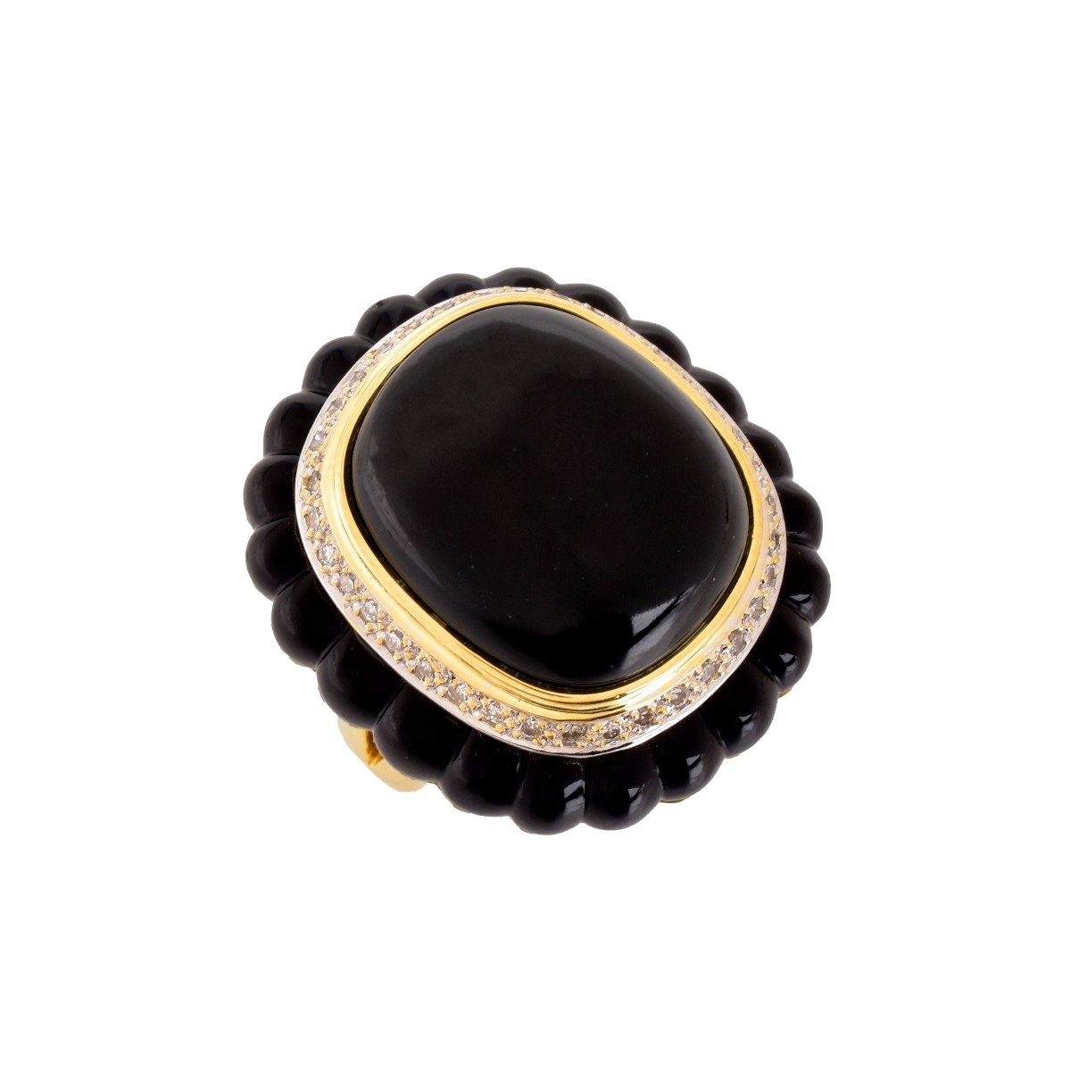 Onyx, Diamond and 18K Ring