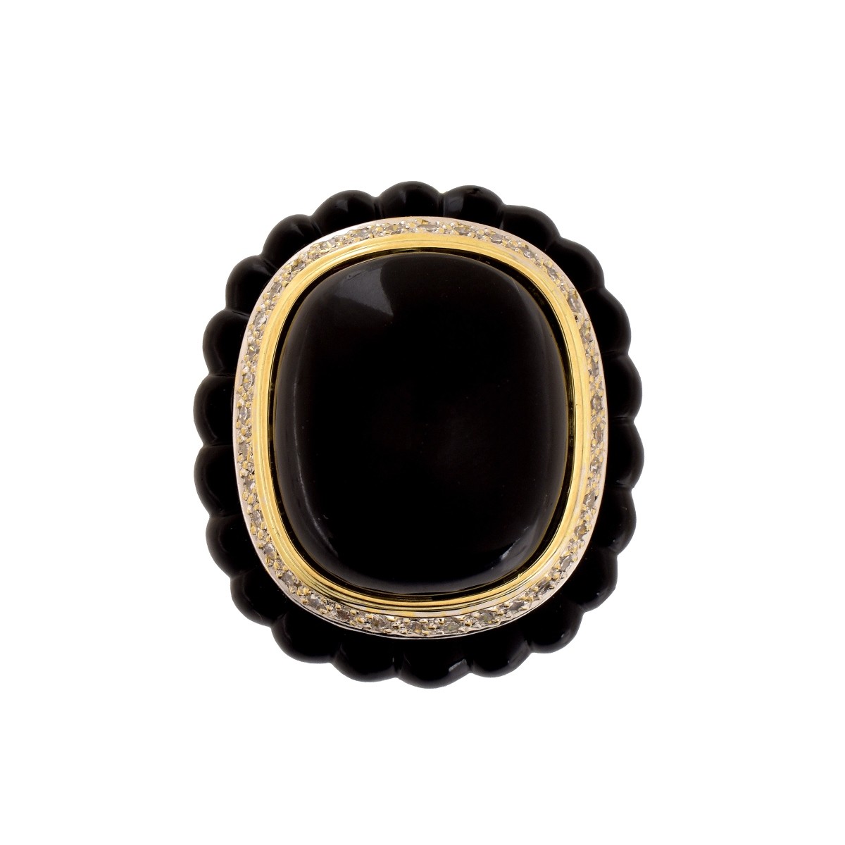 Onyx, Diamond and 18K Ring