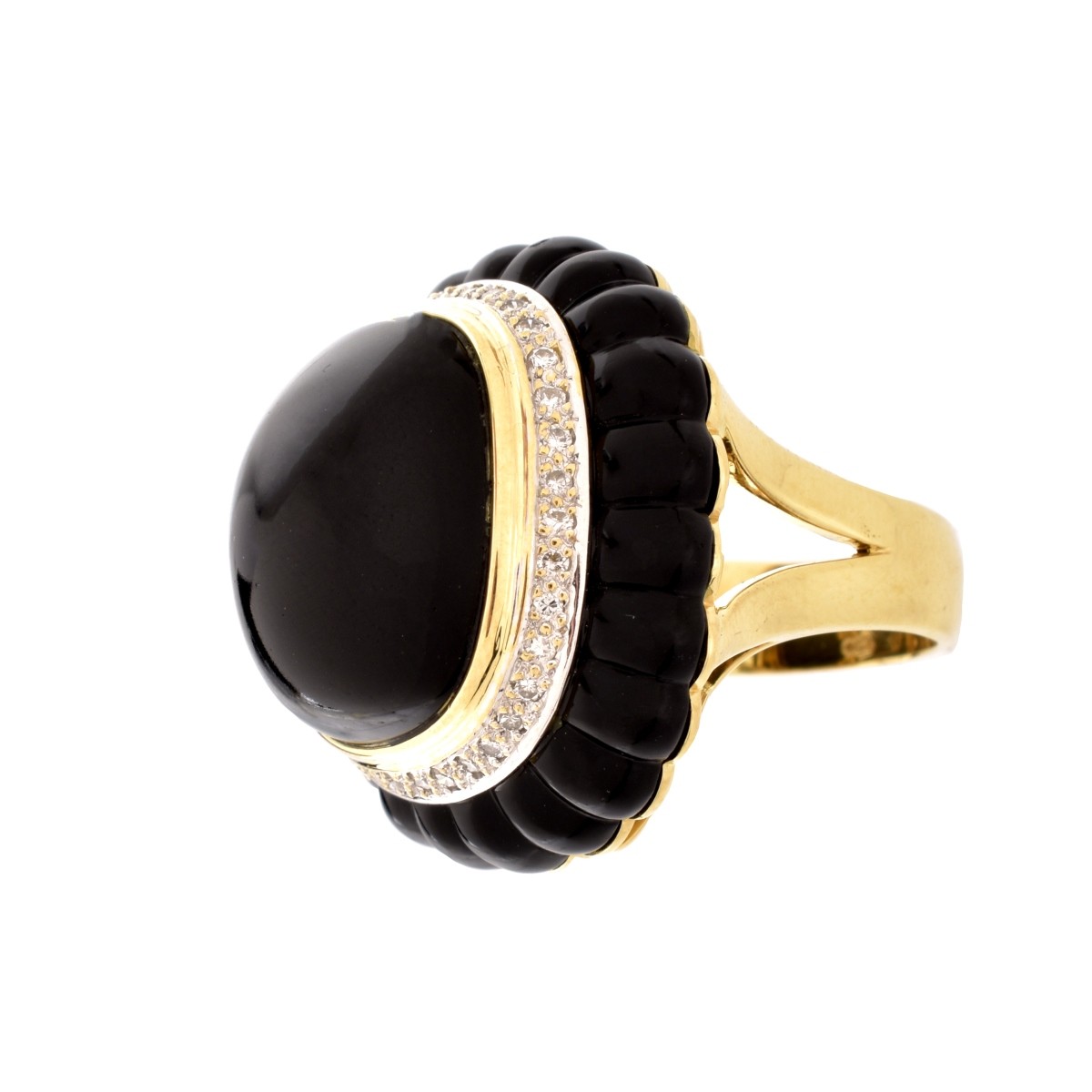 Onyx, Diamond and 18K Ring