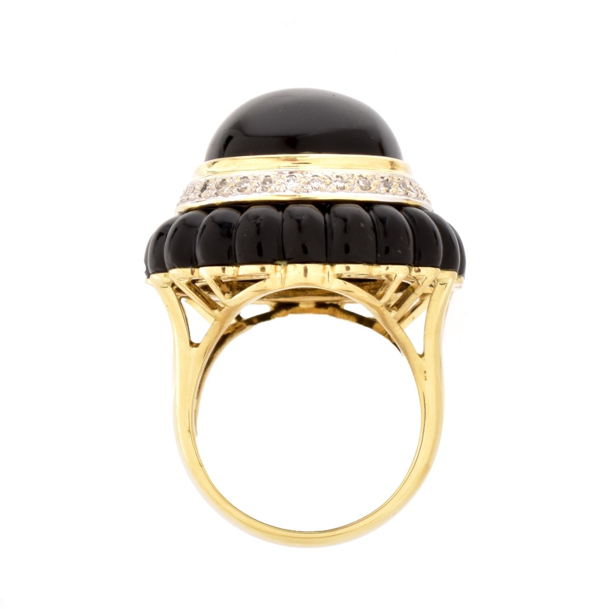 Onyx, Diamond and 18K Ring