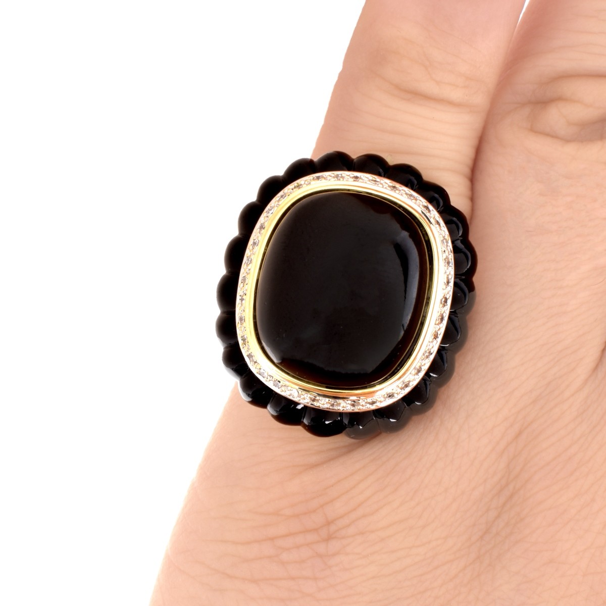 Onyx, Diamond and 18K Ring