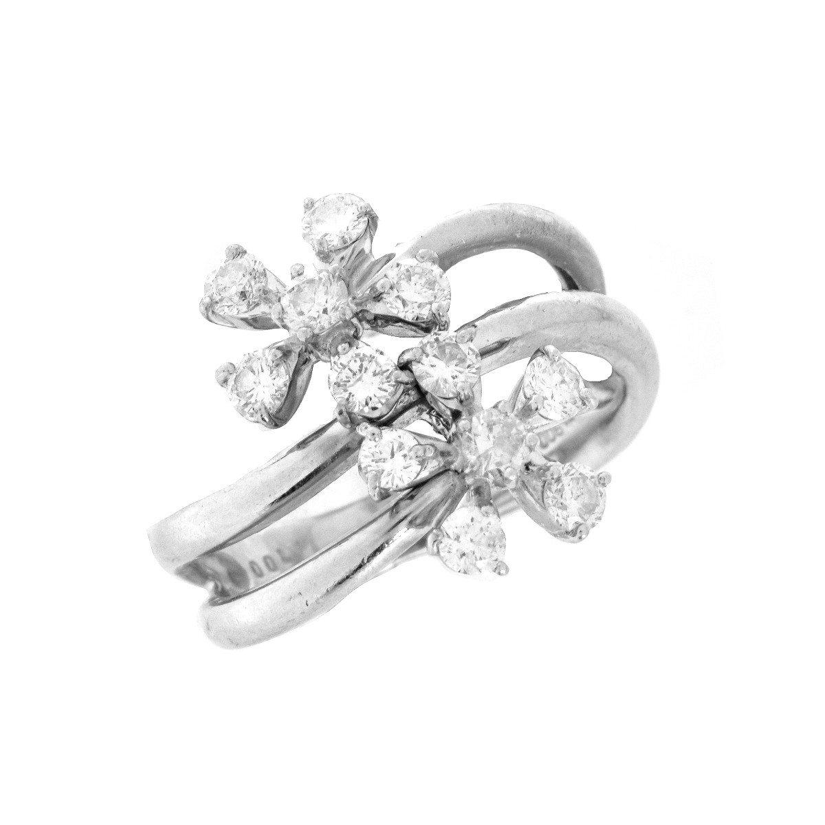 Diamond and Platinum Flower Ring