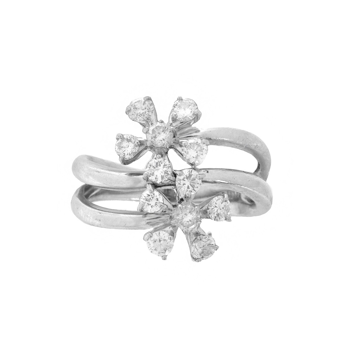 Diamond and Platinum Flower Ring