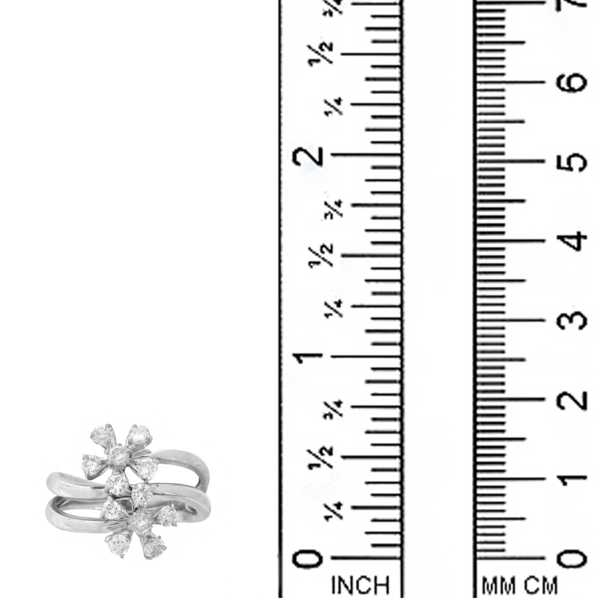 Diamond and Platinum Flower Ring