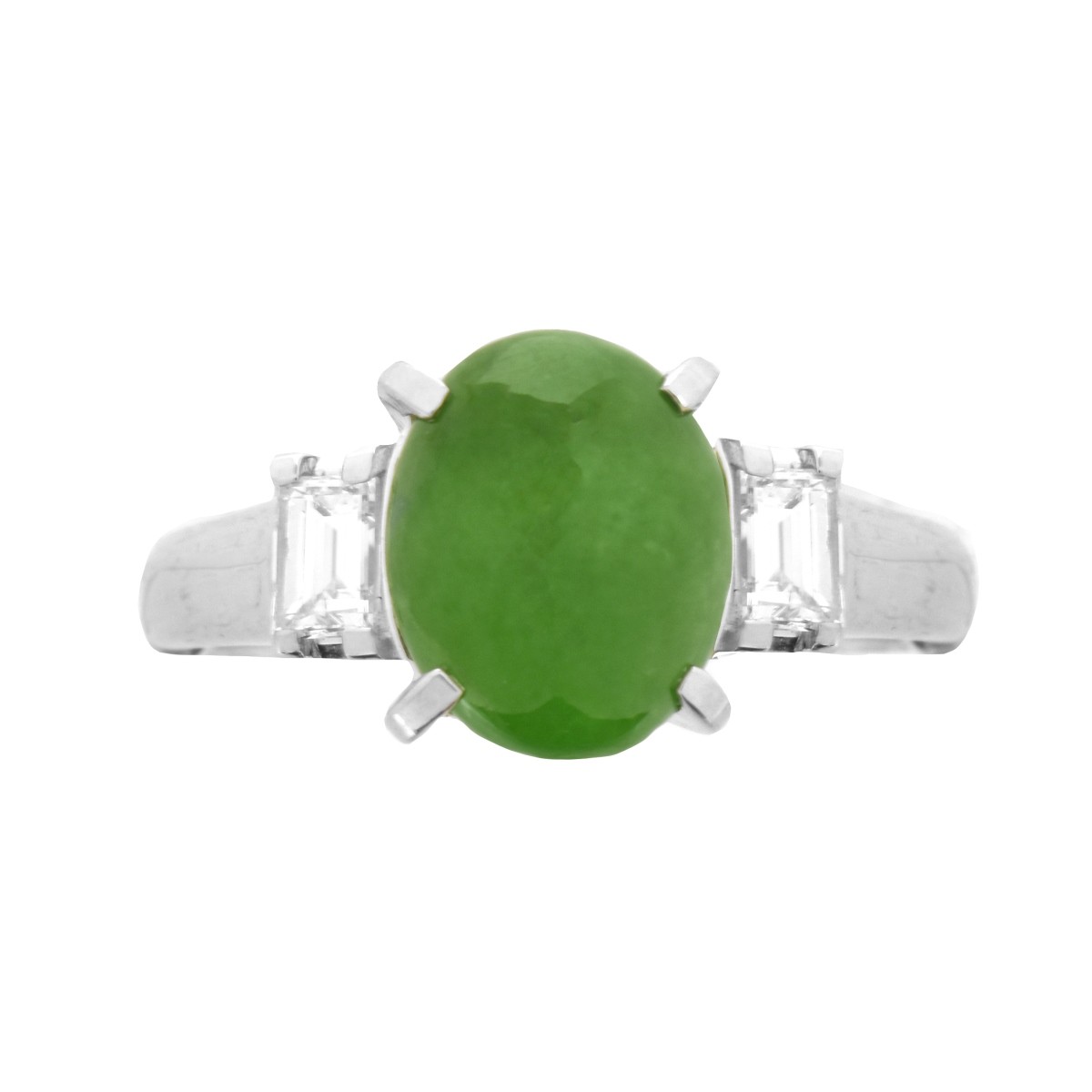 Jade, Diamond and Platinum Ring