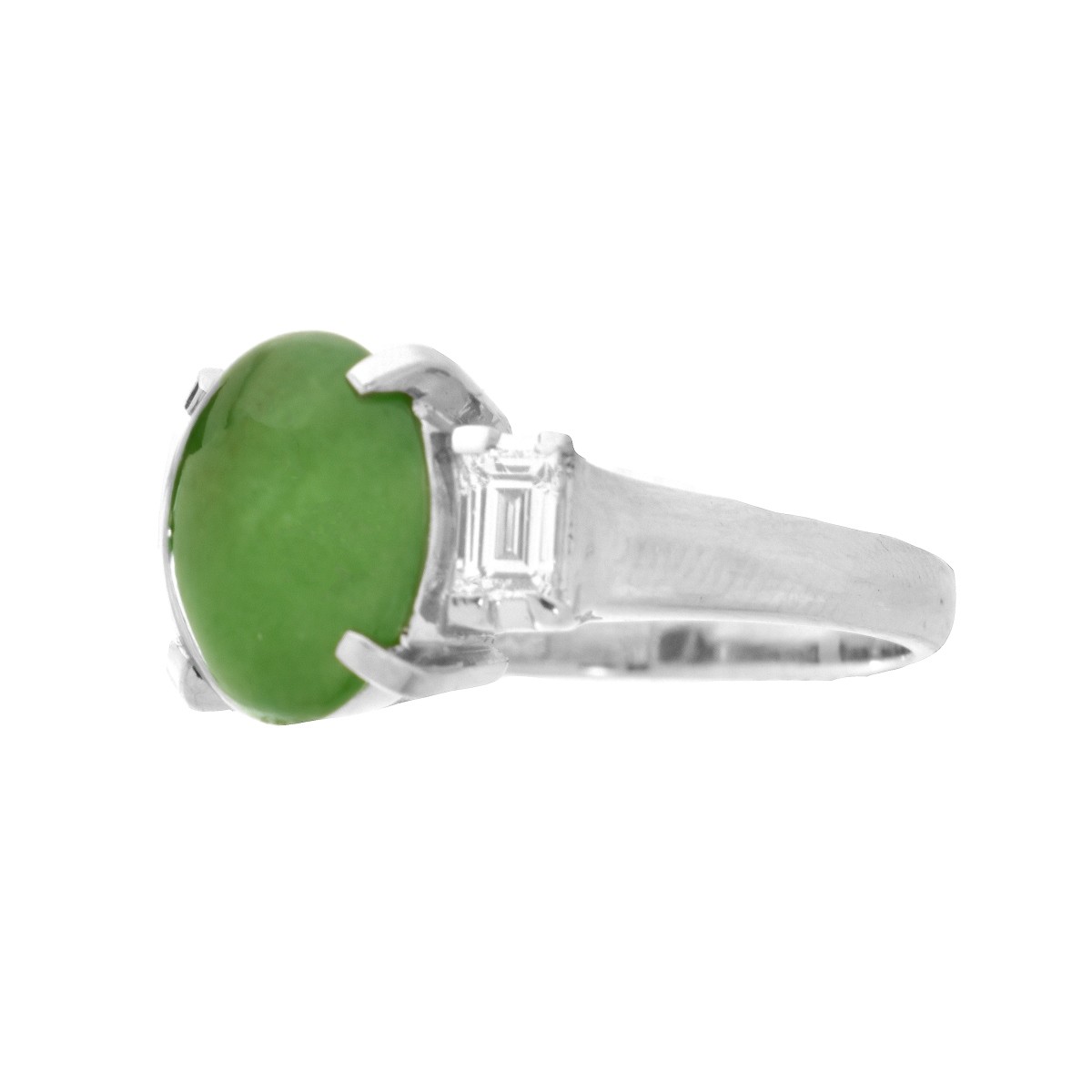 Jade, Diamond and Platinum Ring