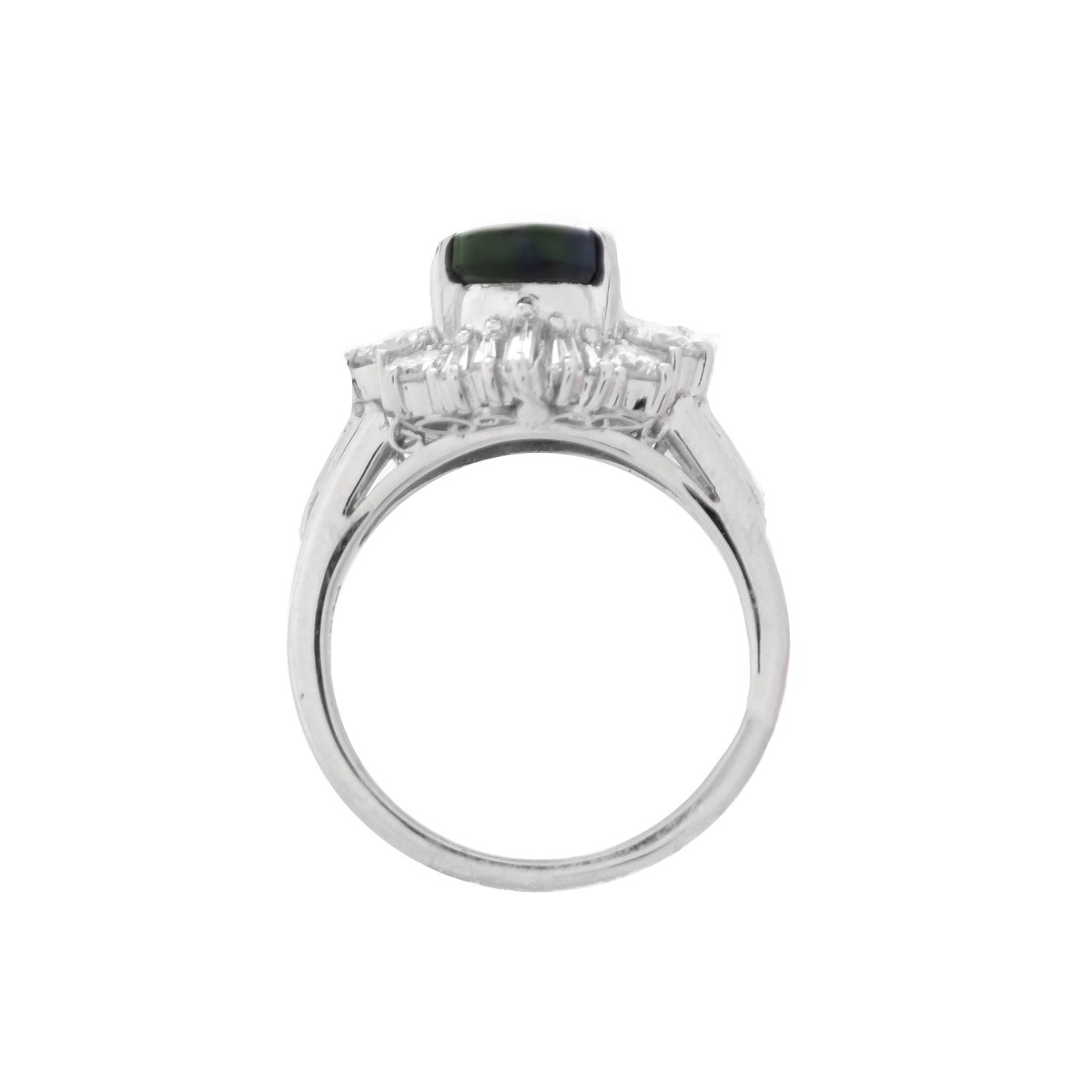 Black Opal, Diamond and Platinum Ring