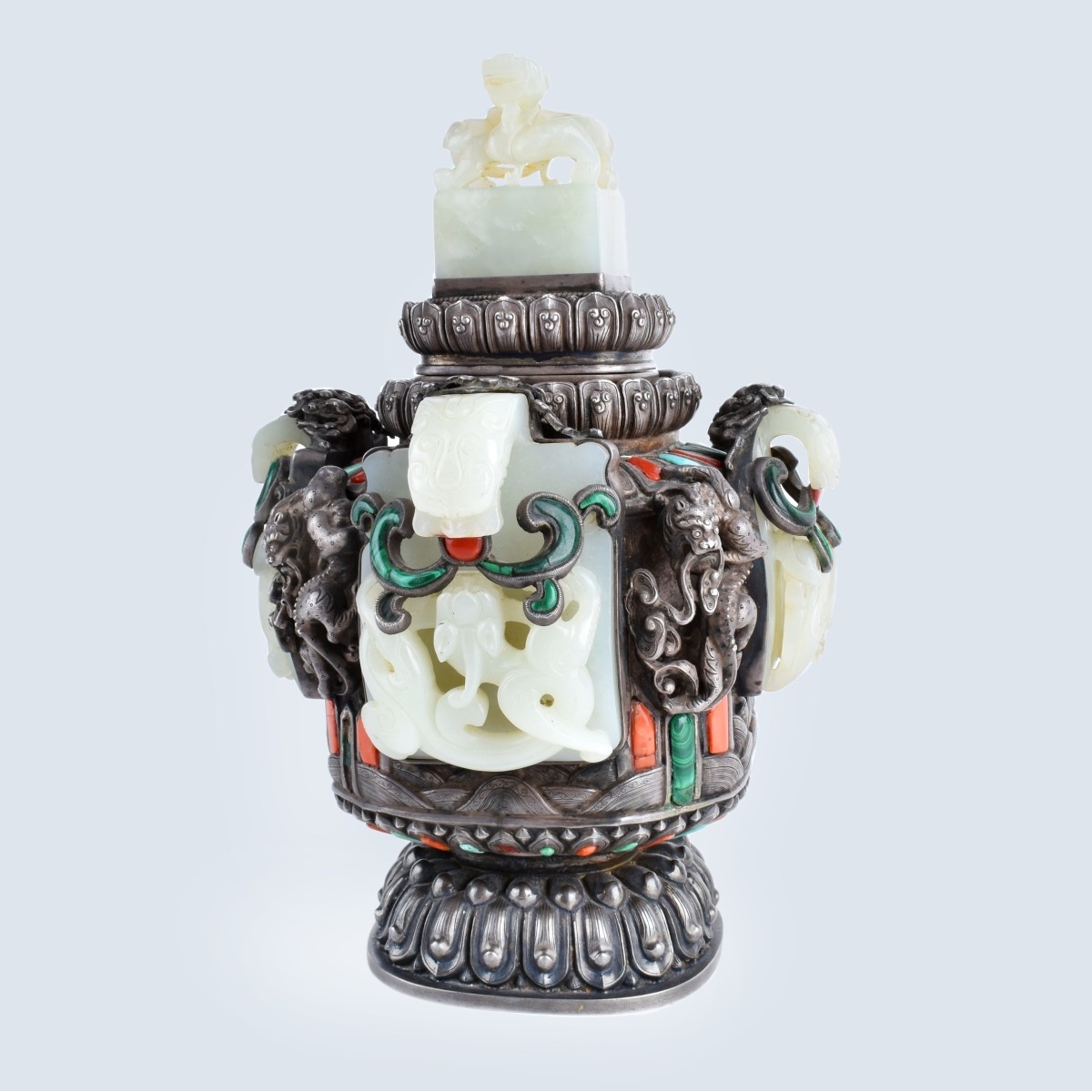 18th/19th C. Chinese/Tibetan Covered Urn