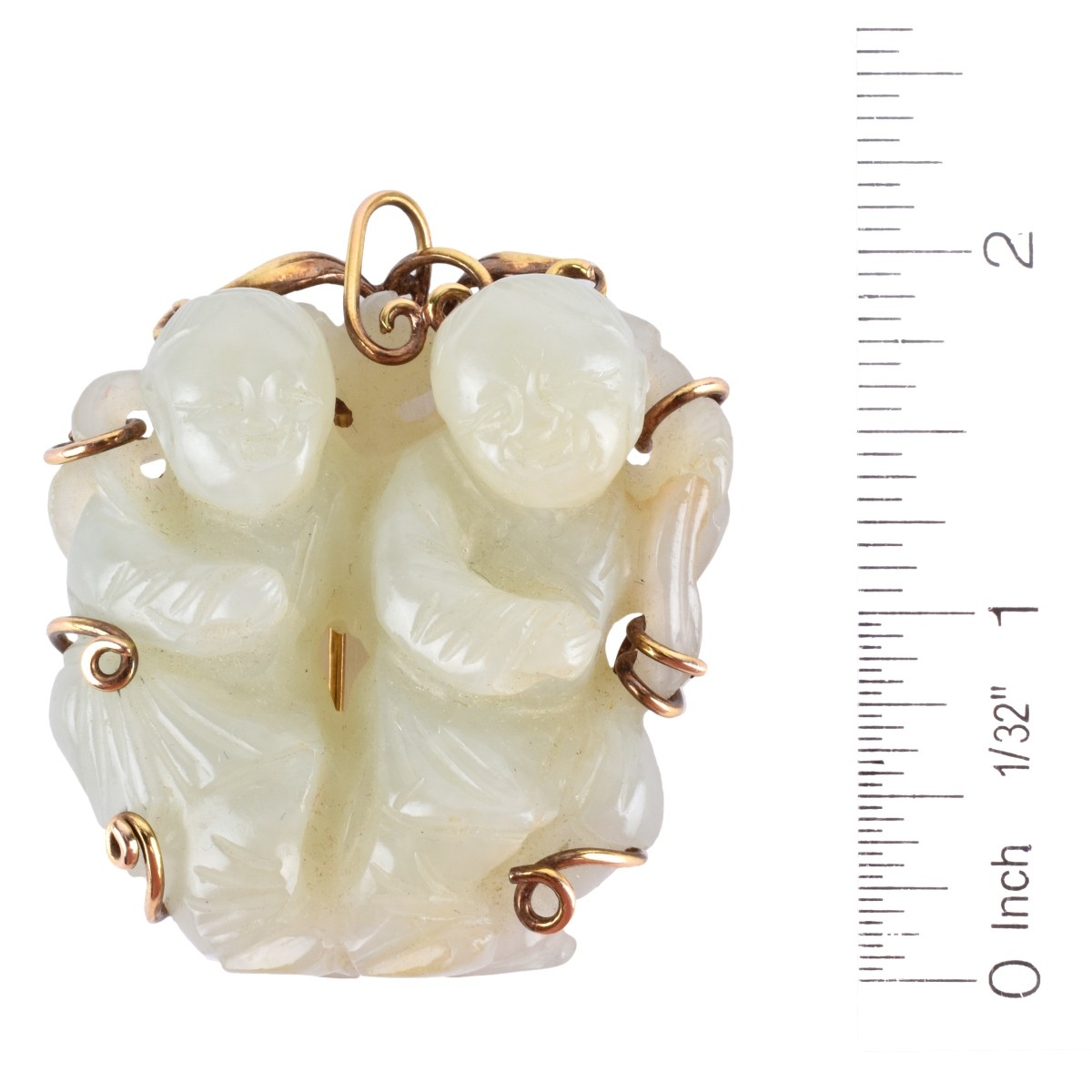 Vintage Chinese Jade and 14K Pendant Brooch