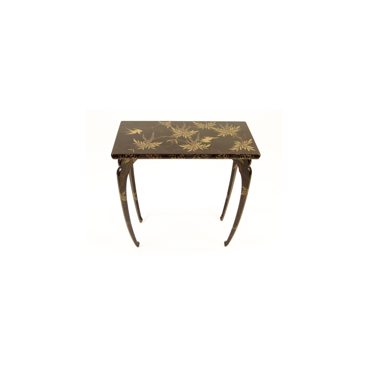 Japanese Gilt Black Console Table & Wall Brackets