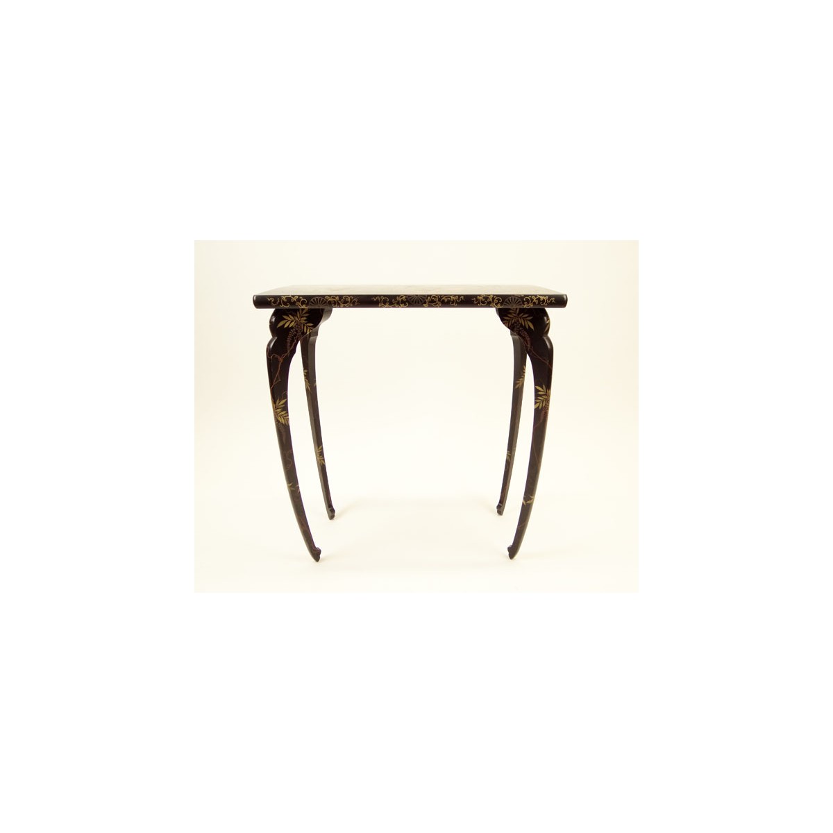 Japanese Gilt Black Console Table & Wall Brackets