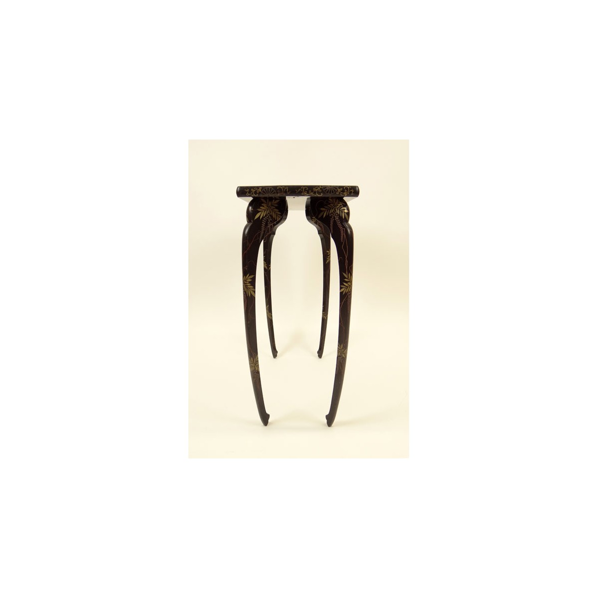 Japanese Gilt Black Console Table & Wall Brackets