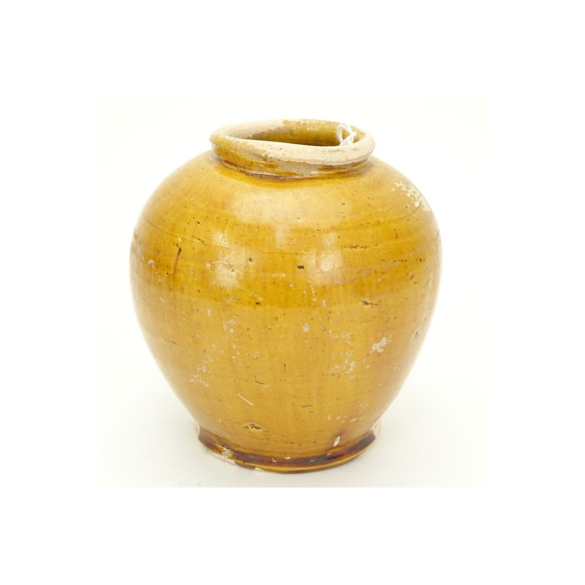 Chinese Tang Dynasty Lemon Yellow Glazed Round Vas