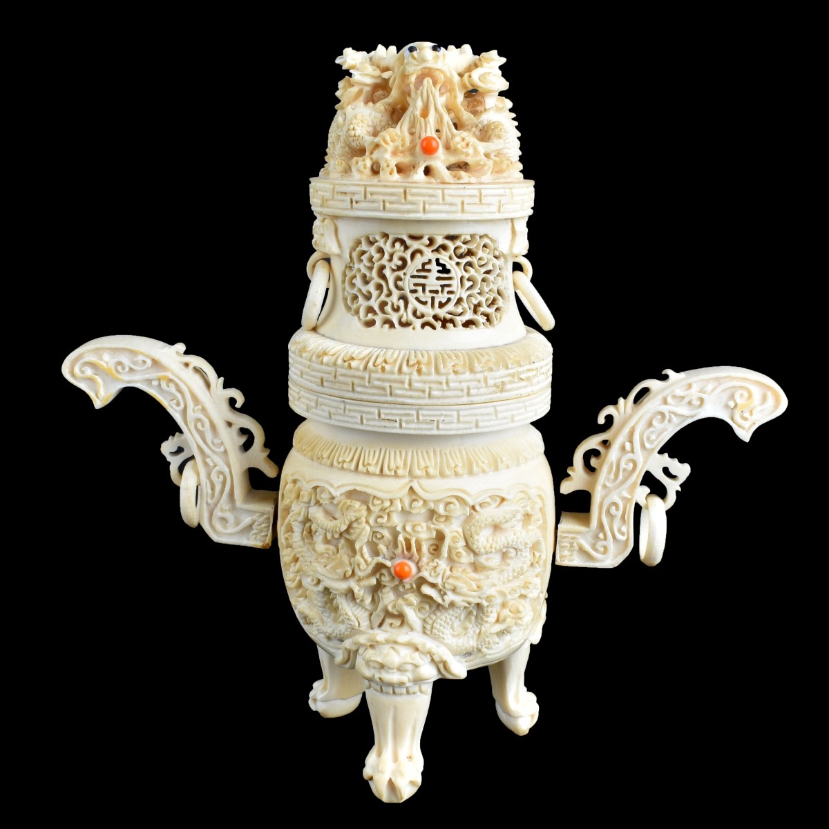 19th Century Chinese Carved Ivory Urn